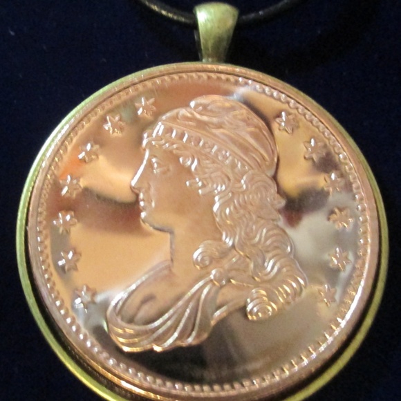 Capped Bust Liberty Leather Chord Necklace - Picture 3 of 5